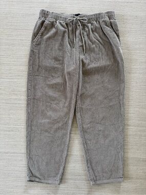 Asos Design grey relaxed baggy corduroy pants elastic waist pockets women’s L